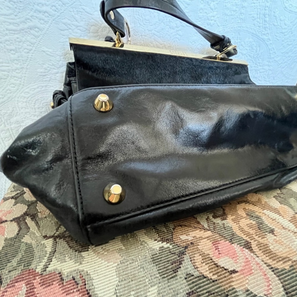 Badgley Mischka Black Leather Cowhide convertible Shoulder Bag - Picture 8 of 10